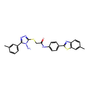 2-{[4-amino-5-(3-methylphenyl)-4H-1,2,4-triazol-3-yl]sulfanyl}-N-[4-(6-methyl-1,3-benzothiazol-2-yl)phenyl]acetamide structure