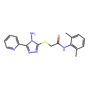 2-(4-amino-5-(2-pyridyl)(1,2,4-triazol-3-ylthio))-N-(2,6-dimethylphenyl)acetam ide structure