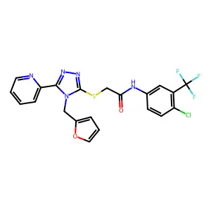 N-[4-chloro-3-(trifluoromethyl)phenyl]-2-{[4-(furan-2-ylmethyl)-5-(pyridin-2-yl)-4H-1,2,4-triazol-3-yl]sulfanyl}acetamide structure