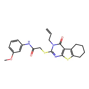 N-(3-methoxyphenyl)-2-{[4-oxo-3-(prop-2-en-1-yl)-3,4,5,6,7,8-hexahydro[1]benzothieno[2,3-d]pyrimidin-2-yl]sulfanyl}acetamide structure