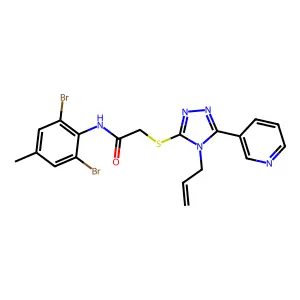 N-(2,6-dibromo-4-methylphenyl)-2-{[4-(prop-2-en-1-yl)-5-(pyridin-3-yl)-4H-1,2,4-triazol-3-yl]sulfanyl}acetamide structure