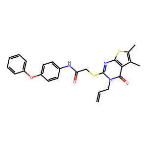 2-{[5,6-dimethyl-4-oxo-3-(prop-2-en-1-yl)-3,4-dihydrothieno[2,3-d]pyrimidin-2-yl]sulfanyl}-N-(4-phenoxyphenyl)acetamide structure
