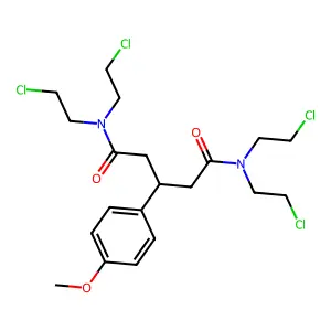 N,N,N',N'-tetrakis(2-chloroethyl)-3-(4-methoxyphenyl)pentanediamide structure