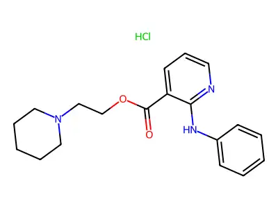 3-Pyridinecarboxylic acid, 2-(phenylamino)-, 2-(1-piperidinyl)ethyl ester, monohydrochloride structure