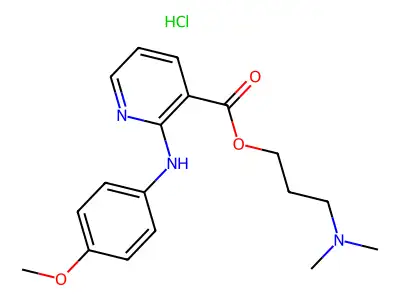3-Pyridinecarboxylic acid, 2-((4-methoxyphenyl)amino)-, 3-(dimethylamino)propyl ester, monohydrochloride structure