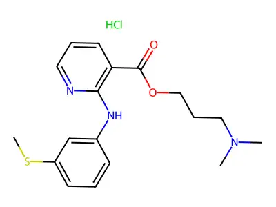 3-Pyridinecarboxylic acid, 2-((3-(methylthio)phenyl)amino)-, 3-(dimethylamino)propyl ester, monohydrochloride structure