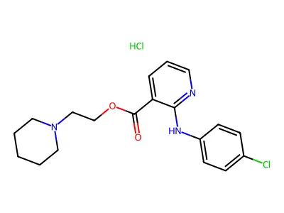 3-Pyridinecarboxylic acid, 2-((4-chlorophenyl)amino)-, 2-(1-piperidinyl)ethyl ester, monohydrochloride structure