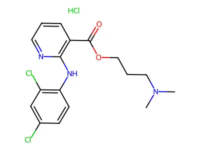 3-Pyridinecarboxylic acid, 2-((2,4-dichlorophenyl)amino)-, 3-(dimethylamino)propyl ester, monohydrochloride structure