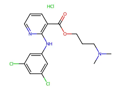3-Pyridinecarboxylic acid, 2-((3,5-dichlorophenyl)amino)-, 3-(dimethylamino)propyl ester, monohydrochloride structure