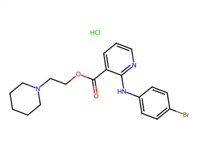 3-Pyridinecarboxylic acid, 2-((4-bromophenyl)amino)-, 2-(1-piperidinyl)ethyl ester, monohydrochloride structure