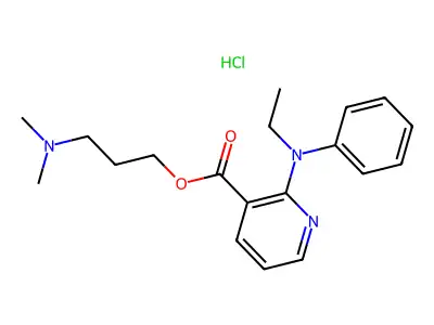 3-Pyridinecarboxylic acid, 2-(ethylphenylamino)-, 3-(dimethylamino)propyl ester, monohydrochloride structure