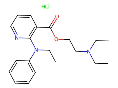 3-Pyridinecarboxylic acid, 2-(ethylphenylamino)-, 2-(diethylamino)ethyl ester, monohydrochloride structure