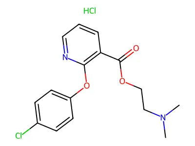 3-Pyridinecarboxylic acid, 2-(4-chlorophenoxy)-, 2-(dimethylamino)ethyl ester, monohydrochloride structure
