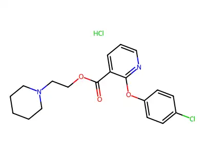 3-Pyridinecarboxylic acid, 2-(4-chlorophenoxy)-, 2-(1-piperidinyl)ethyl ester, monohydrochloride structure