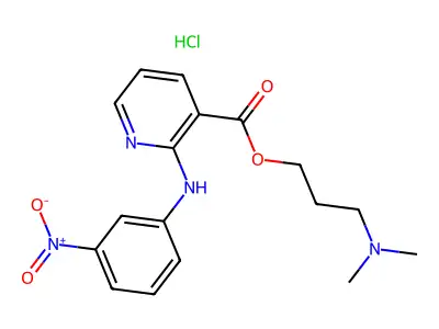 3-Pyridinecarboxylic acid, 2-((3-nitrophenyl)amino)-, 3-(dimethylamino)propyl ester, monohydrochloride structure