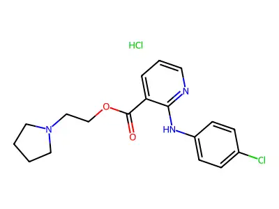 3-Pyridinecarboxylic acid, 2-((4-chlorophenyl)amino)-, 2-(1-pyrrolidinyl)ethyl ester, monohydrochloride structure