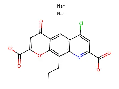 6-Chloro-4-oxo-10-propylpyrano[3,2-g]quinoline-2,8-dicarboxylate structure