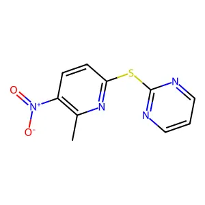 Pyrimidine, 2-((6-methyl-5-nitro-2-pyridinyl)thio)- structure