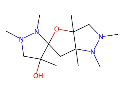 1,1',2,2',3a,4',6a-heptamethylspiro[3,6-dihydrofuro[3,2-c]pyrazole-5,3'-pyrazolidine]-4'-ol structure