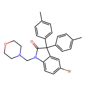 2-Indolinone, 5-bromo-3,3-di-p-tolyl-1-(morpholinomethyl)- structure