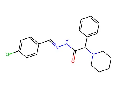 N-[(4-chlorophenyl)methylideneamino]-2-phenyl-2-piperidin-1-ylacetamide structure