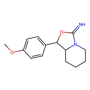 Rel-(1R,8aS)-1-(4-methoxyphenyl)hexahydro-3H-oxazolo[3,4-a]pyridin-3-imine structure