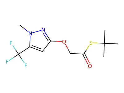 S-tert-butyl 2-[1-methyl-5-(trifluoromethyl)pyrazol-3-yl]oxyethanethioate structure