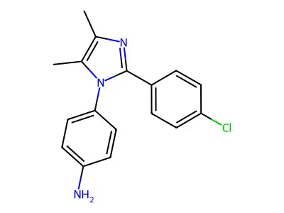 4-[2-(4-chlorophenyl)-4,5-dimethyl-1H-imidazol-1-yl]aniline structure