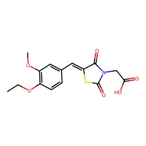 2-[(5Z)-5-[(4-ethoxy-3-methoxyphenyl)methylidene]-2,4-dioxo-1,3-thiazolidin-3-yl]acetic acid structure