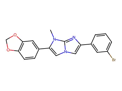 2-(1,3-benzodioxol-5-yl)-6-(3-bromophenyl)-1-methyl-1H-imidazo[1,2-a]imidazole structure