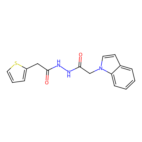 2-(1H-indol-1-yl)-N'-(thiophen-2-ylacetyl)acetohydrazide structure