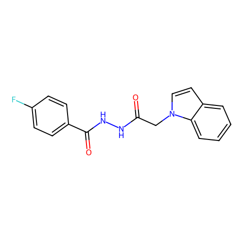4-fluoro-N'-(1H-indol-1-ylacetyl)benzohydrazide structure