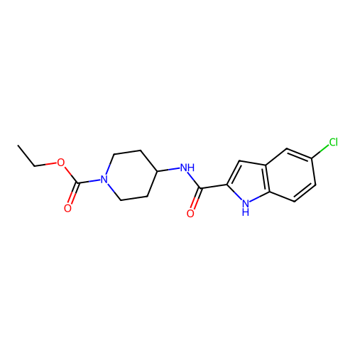 ethyl 4-{[(5-chloro-1H-indol-2-yl)carbonyl]amino}piperidine-1-carboxylate structure