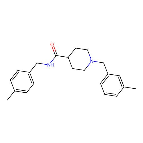 1-(3-methylbenzyl)-N-(4-methylbenzyl)piperidine-4-carboxamide structure