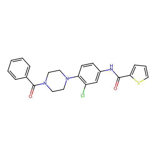 N-{3-chloro-4-[4-(phenylcarbonyl)piperazin-1-yl]phenyl}thiophene-2-carboxamide structure