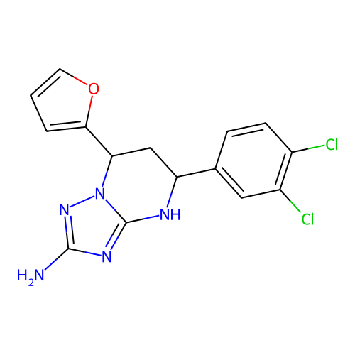5-(3,4-dichlorophenyl)-7-(furan-2-yl)-4,5,6,7-tetrahydro-[1,2,4]triazolo[1,5-a]pyrimidin-2-amine structure