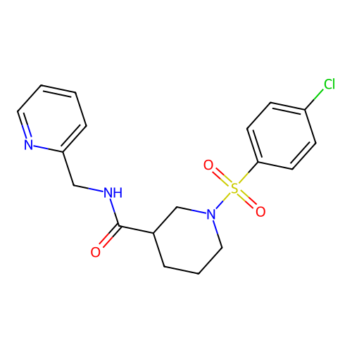 1-[(4-chlorophenyl)sulfonyl]-N-(pyridin-2-ylmethyl)piperidine-3-carboxamide structure