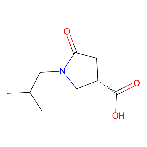 (3S)-1-(2-methylpropyl)-5-oxopyrrolidine-3-carboxylic acid structure