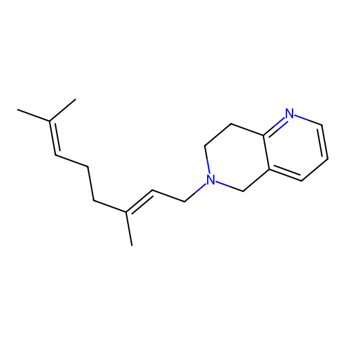 1,6-Naphthyridine, 5,6,7,8-tetrahydro-6-(3,7-dimethyl-2,6-octadienyl)-, (E)- structure