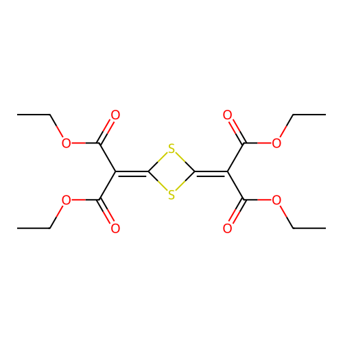 Propanedioic acid, 2,2'-(1,3-dithietane-2,4-diylidene)bis-, tetraethyl ester structure