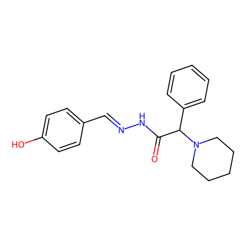 N-[(4-hydroxyphenyl)methylideneamino]-2-phenyl-2-piperidin-1-ylacetamide structure