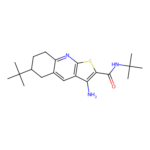 3-amino-N,6-di-tert-butyl-5,6,7,8-tetrahydrothieno[2,3-b]quinoline-2-carboxamide structure