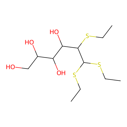 5,6,6-Tris(ethylsulfanyl)hexane-1,2,3,4-tetrol structure