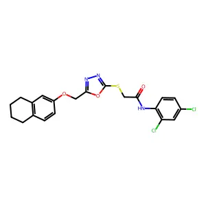 N-(2,4-dichlorophenyl)-2-({5-[(5,6,7,8-tetrahydronaphthalen-2-yloxy)methyl]-1,3,4-oxadiazol-2-yl}sulfanyl)acetamide structure