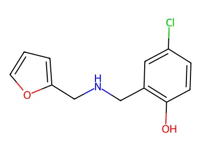 4-Chloro-2-(((furan-2-ylmethyl)amino)methyl)phenol structure