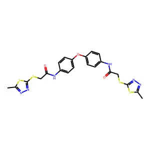 N,N'-(oxydibenzene-4,1-diyl)bis{2-[(5-methyl-1,3,4-thiadiazol-2-yl)sulfanyl]acetamide} structure