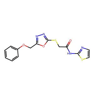 2-((5-(phenoxymethyl)-1,3,4-oxadiazol-2-yl)thio)-N-(thiazol-2-yl)acetamide structure