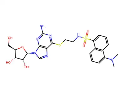 S-(N-Dansylaminoethyl)-6-mercaptoguanosine structure