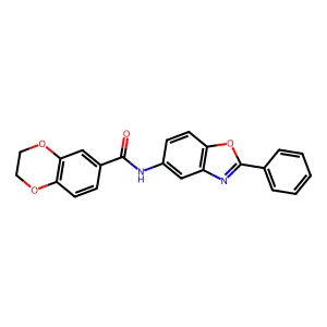 N-(2-phenyl-1,3-benzoxazol-5-yl)-2,3-dihydro-1,4-benzodioxine-6-carboxamide structure