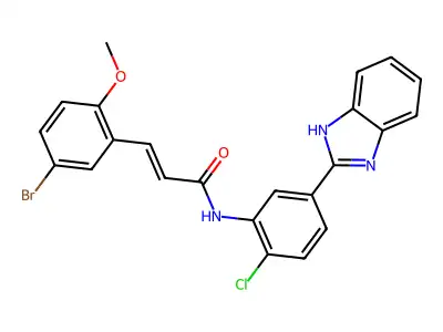 (2E)-N-[5-(1H-benzimidazol-2-yl)-2-chlorophenyl]-3-(5-bromo-2-methoxyphenyl)prop-2-enamide structure